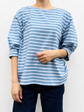 タックスリーブボーダーカットソー サックス