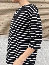 タックスリーブボーダーカットソー ブラック