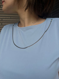 ネックレスモチーフ付カットソー アイスブルー