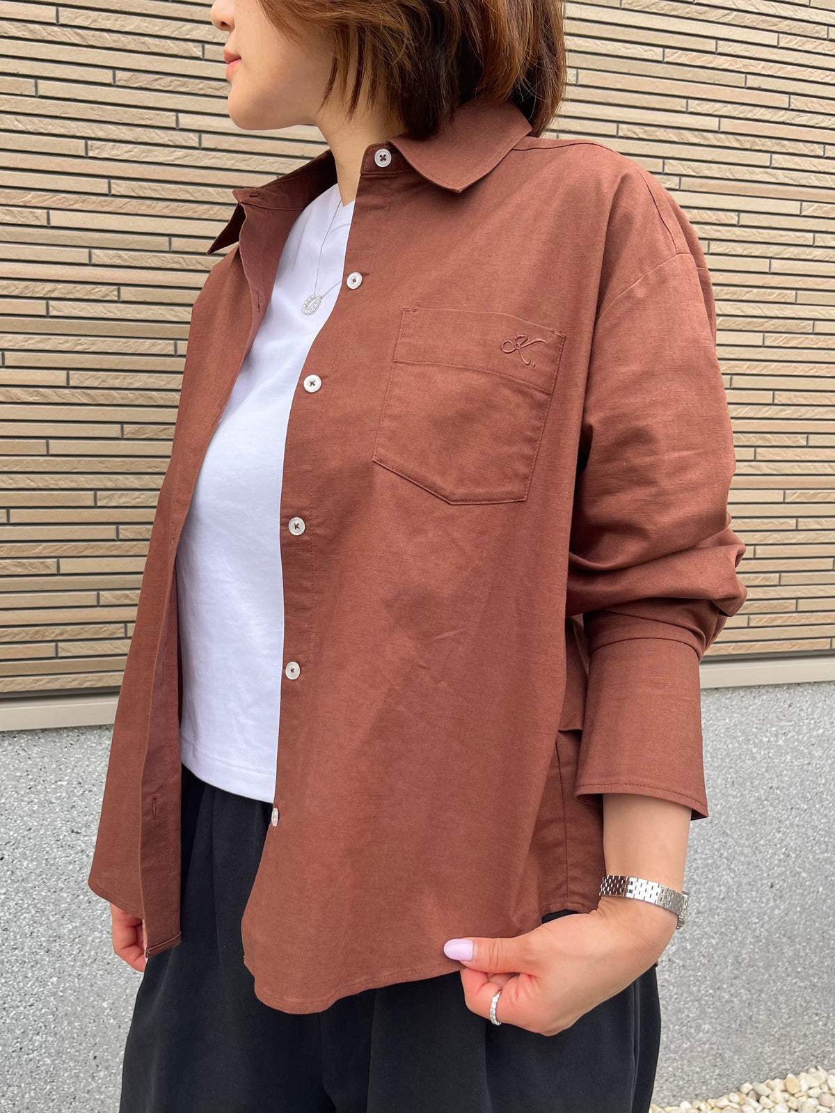 バックコクーンシャツ モカ